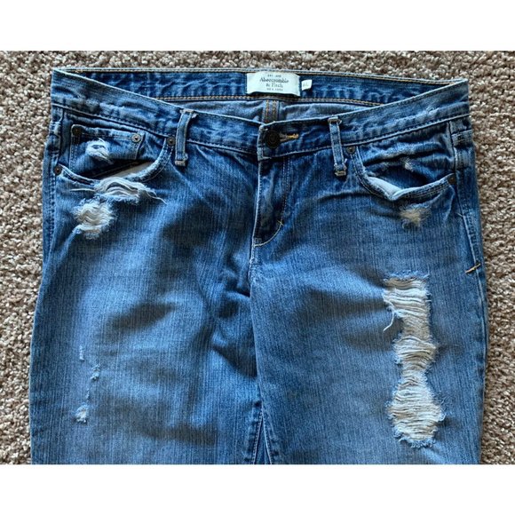 Abercrombie & Fitch Jeans 31 x 34 (6L) Emma Straight Leg Distressed 100% Cotton - Picture 6 of 12